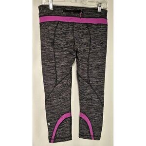 Lululemon Run Inspire Crop ll Pant Wee Space Black Violet Purple Pants Size 8